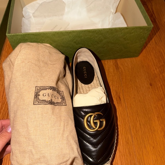 Gucci GG Marmont Black Leather Espadrilles (Size 36.5) – Made in Spain with Box - Picture 3 of 5